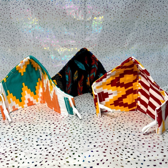 Set of 3 100% Cotton 3-Layer Masks + lanyards and Filters - Picture 3 of 12